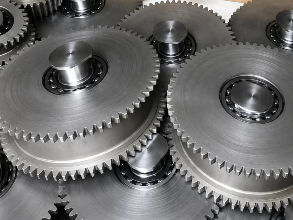 Batch of machined gantry gears and pins